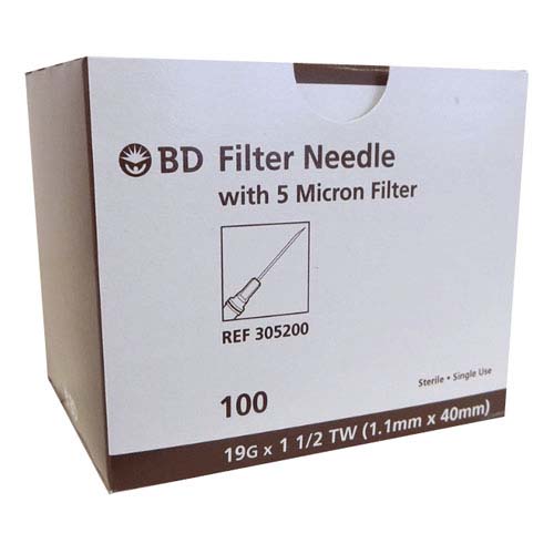 BD 일회용주사침 Needle 필터니들 19G 1-1/2 inch 5 Micro Filter Ref 305200 TW 100개/팩