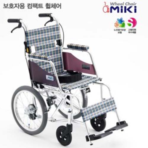 미키 휠체어 MOCC-43D 43.5/10.1kg (입체 프레임 구조의 보호자용 컴팩트 휠체어)